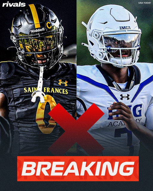 NEW: No. 1 IMG Academy vs. No. 2 St. Frances Academy will not be happening as the game won’t be rescheduled, via @IMGAcademy❌

Details: https://t.co/rz08sFvjxq 