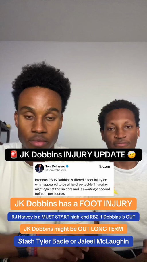 DEVELOPING: Denver Broncos RB JK Dobbins suffered a foot injury in Thursday Night Football. Dobbins is currently seeking a 2nd opinion on that injury, but we know that when you’re getting a 2nd opinion that generally means the injury is not great and will most likely result in 