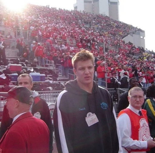 A hungover Gronk at an Ohio State recruiting visit in 2006 