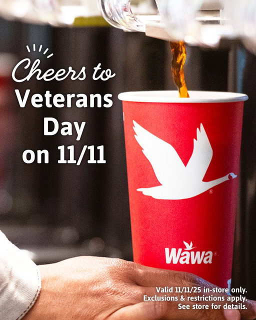 All veterans, active military, and families are invited into our stores this Veterans Day (11/11) for a Free Any Size Hot Coffee as our way of saying thank you for serving! 