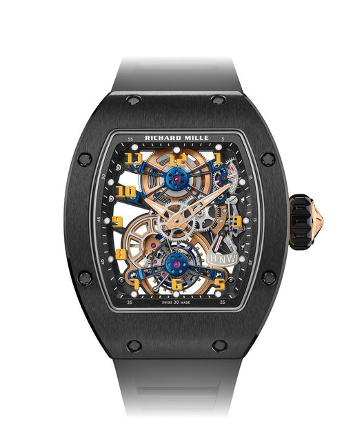 From the darkness of ceramic arises the warmth of gold.
The new RM 17-02 combines TZP black ceramic with 5N gold, highlighting the curves of a case where nothing is left to chance. 