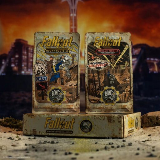 The end was near, but we’re still here! Behold the NEW Fallout Collector’s Box and 2 NEW Coffee Flavors! 😱☕️ The best survival kit for any Wastelander.

🍨 Rocky Route 66 (Rocky-Road Ice Cream) 
🦂 Mojave Mocha (Mocha) 

Available Now in 12oz Whole Bean &amp; Ground. 