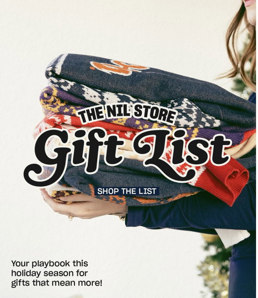 This holiday season, find gifts that mean more at the NIL Store! 
From cozy sweaters to festive jerseys, our apparel is a present for them, and a win for the athlete.
➡️ https://t.co/v8g1UlT7FY
➡️ https://t.co/eFCqUGpjXk 
