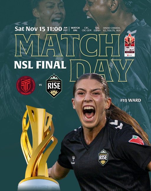 It all comes down to this.

🆚 @afc_toronto
🏟️ BMO Field
🕛 11 AM PT
📺 CBC, CBC Gem, TSN, RDS, Radio-Canada, ICI http://tou.tv/, ESPN+

#VanRiseFC | #NSLFinal 
