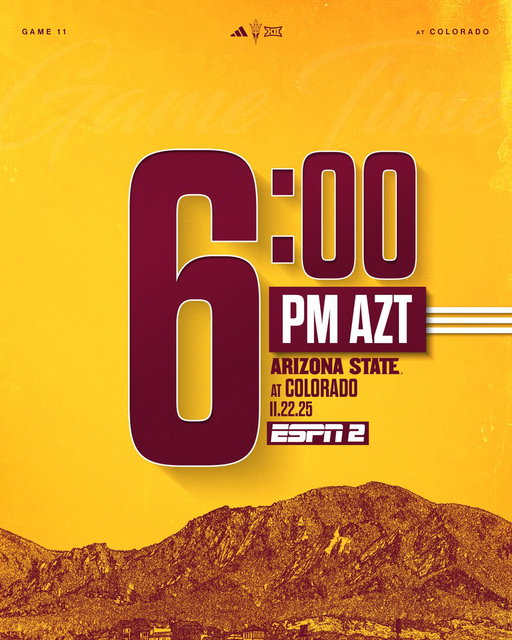 Game Time Announcement:

🆚: Colorado 
🗓️: November 22
⏰: 6:00 PM 
📍: Boulder, CO 
📺: ESPN 2 