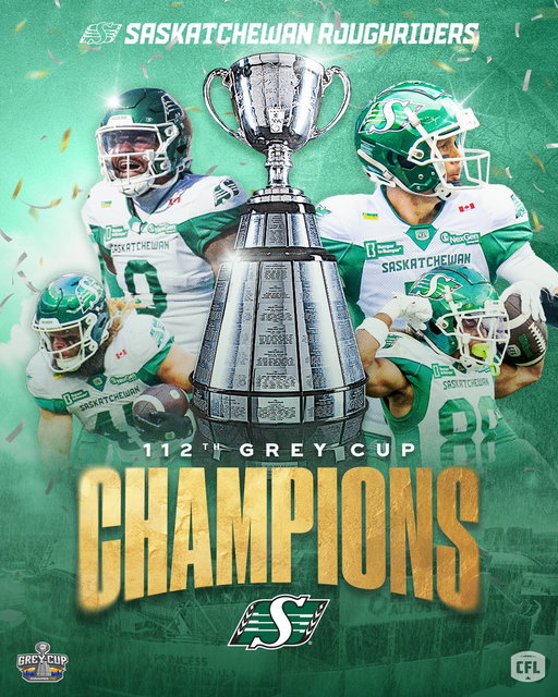 The Riders run the prairies AND the country. 112th #GreyCup Champions. 