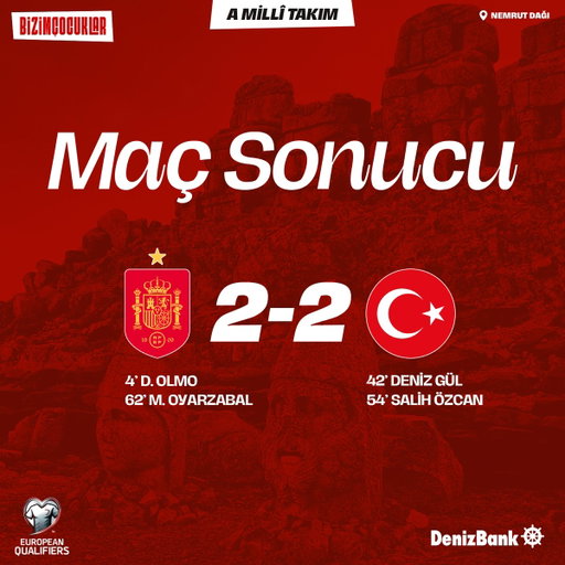 İspanya'da maç sona erdi. 

#BizimÇocuklar I #ESPTUR I #FIFAWorldCup 