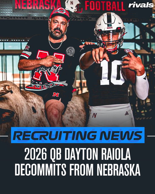 🚨BREAKING🚨 QB Dayton Raiola has decommitted from Nebraska, @ChadSimmons_ reports. 

Dayton is the younger brother of Huskers QB Dylan Raiola. 

Read: https://t.co/EK0MP97F82 