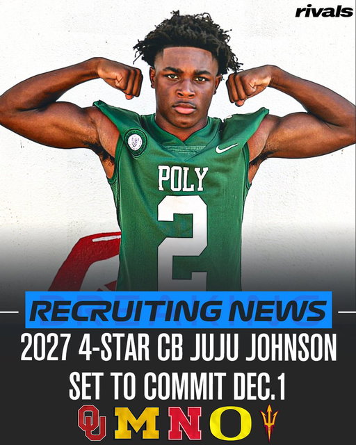 Long Beach Poly (Calif.) ’27 ATH Juju Johnson cut his list of schools down to five a few weeks ago and has now locked in his commitment date https://t.co/9FX8aSGzcB 