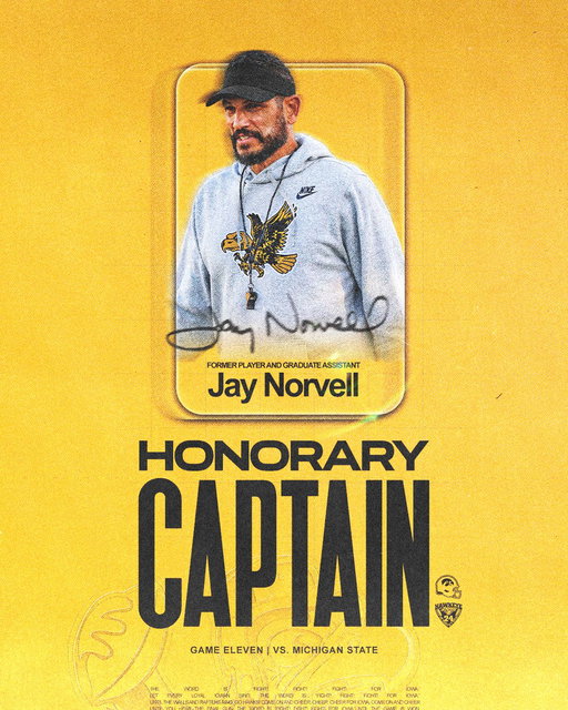 Our honorary captain this Saturday is @CoachJayNorvell! 

@LegacyHawks x #Hawkeyes 