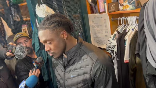 AJ Brown when asked about speculation he isn't the same player this season, via @Tim_McManus:

"I guess Saquon ain't the same player either, then."


