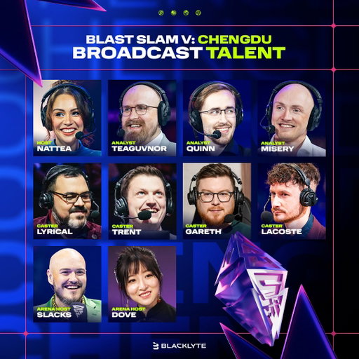 The Chengdu groups kick off next week and we'll need an elite lineup ready for the memes, the chaos, the CINEMA.

Please welcome on board our BLAST Slam V gang! 🇨🇳
加油! 