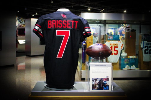 The jersey worn by Jacoby Brissett last Sunday when he set the NFL's all-time, single-game record with 47 completions is now on display at the Pro Football Hall of Fame in Canton, OH. 