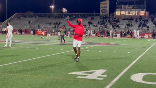 Mater Dei receiver duo Kayden Dixon-Wyatt and Chris Henry Jr. wearing Ohio State gear ahead of their CIF-SS playoff game vs Corona Centennial. Other suitors continue to push for the Buckeyes commits ahead of Signing Day 