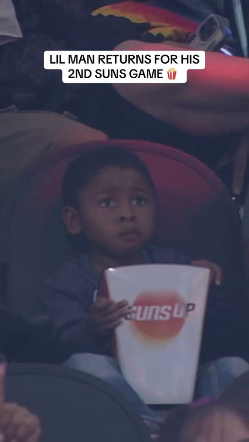 Sterling “the Popcorn Kid” attended his second Suns game and it definitely didn’t disappoint 🥺🍿 
