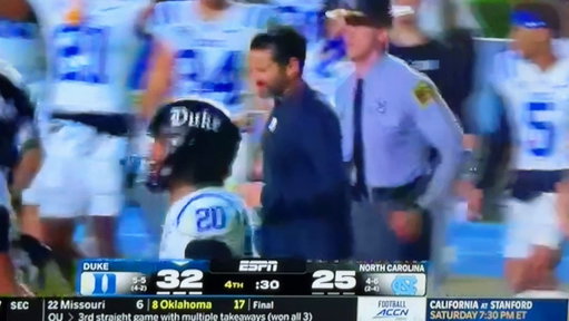 The Belichick postgame handshake. 

Duke beats UNC 32-25 
