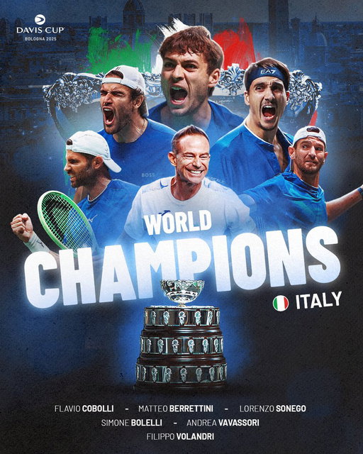 Defence complete.

Italy are the 2025 World Champions 🇮🇹

#DavisCup 