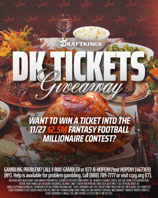 Thanksgiving tradition:
• Turkey
• Bad takes from your uncle
• You winning a shot at the $1M top prize

Follow + guess Thursday’s top fantasy scorer to enter. 