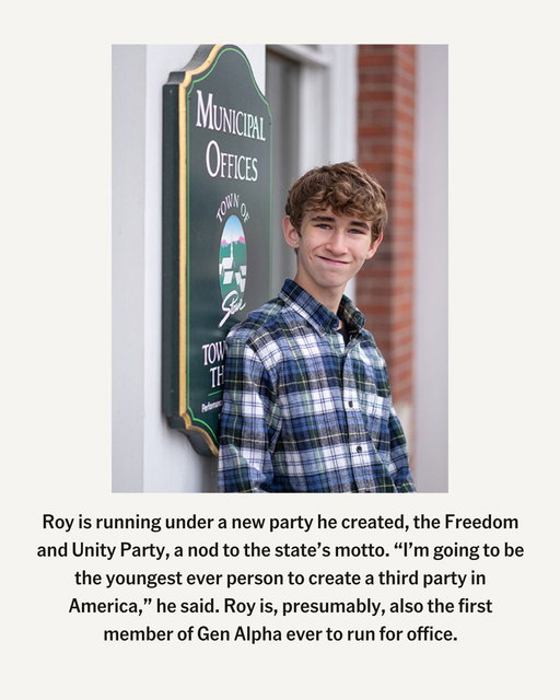 Dean Roy is running for governor of Vermont—as a 14-year-old high school freshman. But his policy platform is not the progressivism you might expect from such a young candidate, writes @JonasYDu. 
