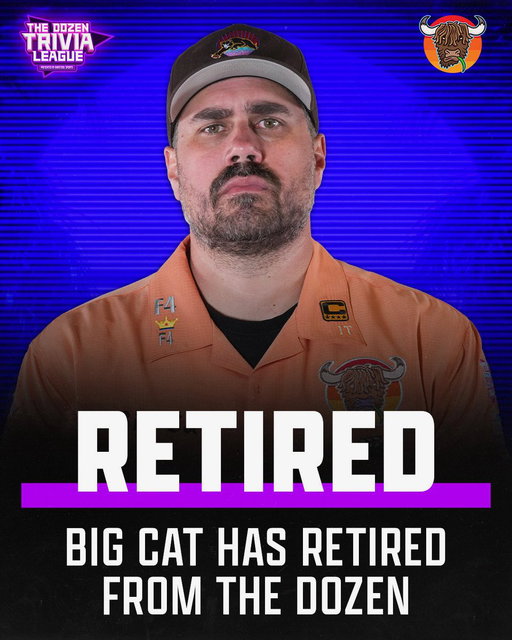 BREAKING 🚨: After five seasons, original @TheDozenTrivia member @BarstoolBigCat has retired from the trivia league ahead of Season 6. 