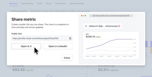 You can now share MRR snapshots directly from your dashboard. 