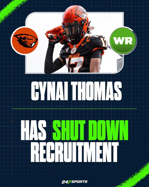 San Francisco (Calif.) Archbishop Riordan receiver Cynai Thomas, who committed to Oregon State in the spring but took official visits to UCLA and Washington State this fall, is shutting his recruitment down and plans to sign with the Beavers next week. https://t.co/QIaTcqyWyF @cynai_thomas