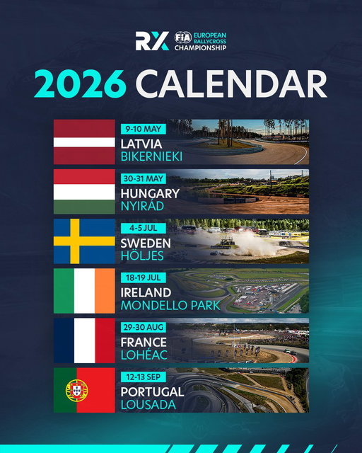 Introducing your 2026 Euro RX calendar! 🌍

Get set for a spectacular season at some of the most iconic circuits in the sport.

#EuroRX 