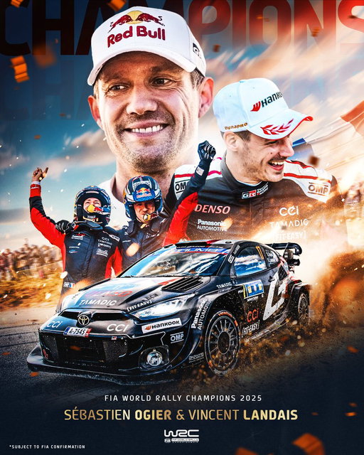 WORLD CHAMPIONS!!!! 🏆

Sébastien Ogier &amp; Vincent Landais claim the 2025 title on the last stage of the season! 🤩

#WRC | #RallySaudiArabia 🇸🇦 
