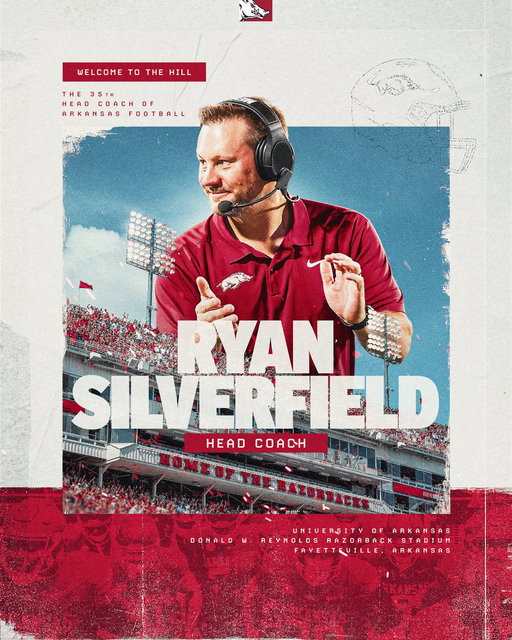Welcome to The Hill Ryan Silverfield!

Introducing the 35th Razorback Football Head Coach 🐗 