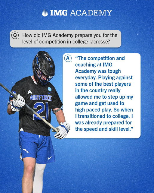 ALUMNI WISDOM DROP🔥 
Cody (CO' 2020) looks back on how IMG Academy prepared him for the speed and intensity of college lacrosse and academics‼️🌟 
