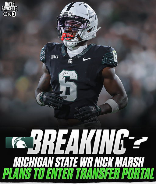 BREAKING: Michigan State star WR Nick Marsh plans to enter the @TransferPortal, per his agent @allantegardner 

The 6’3 215 WR totaled 100 receptions for 1,311 Yards &amp; 9 TDs in his 2 seasons with the Spartans   Will be one of the Top Portal WRs   https://t.co/RlUbB6Fk7q 