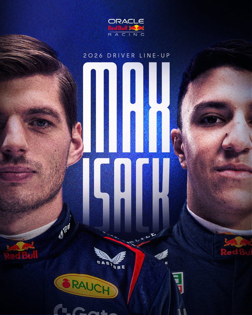 Our Driver Line-up for 2026 ⏩️

@Max33Verstappen 🤝 @Isack_Hadjar 

Read more here 🔗 https://win.gs/2026-drivers-xo 