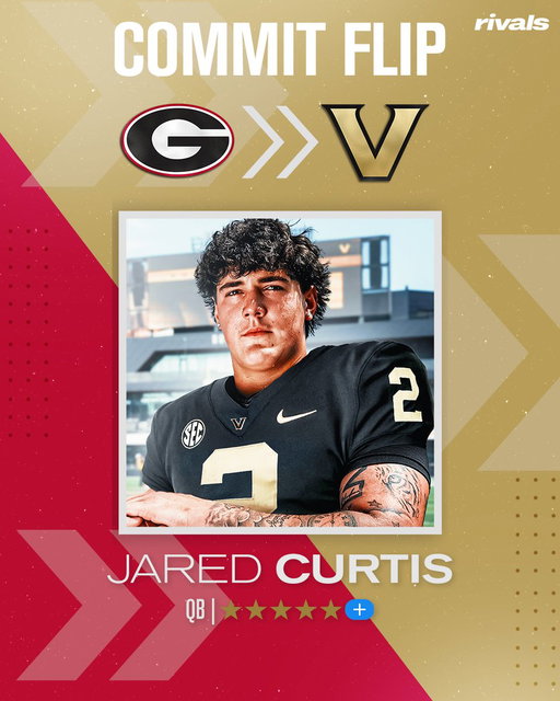 🚨BREAKING🚨 No. 1 QB Jared Curtis is flipping his commitment from Georgia to Vanderbilt, @SWiltfong_ reports⚓️

Curtis informed the Bulldogs’ staff of his decision this morning. 

https://t.co/ktvO9uS8Ro 