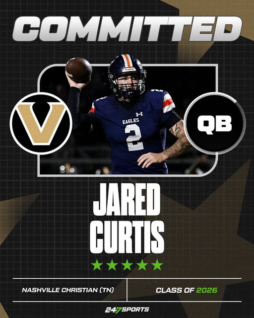 BREAKING: @VandyFootball has landed a program-changing commitment from five-star quarterback Jared Curtis.

He is 247Sports’ No. 3 overall player in 2026.

VIP Story: https://t.co/WYYTfImGuO @rwweinstein

@247Sports / @JaredCurtis37 