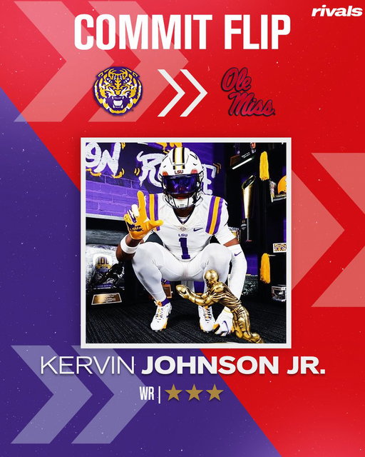 🚨BREAKING🚨 WR Kervin Johnson Jr. has flipped his commitment from LSU to Ole Miss🦈

Read: https://t.co/7A3hmj6GMq 