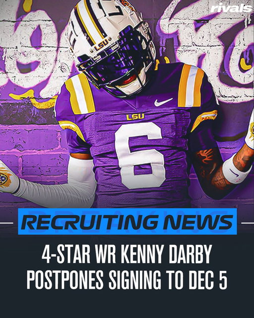 4-star WR Kenny Darby will sign on Friday, December 5, he tells @Rivals

Darby, the No. 28 WR in the 2026 class, decommitted from LSU today: https://t.co/ipTpWBNwFY 