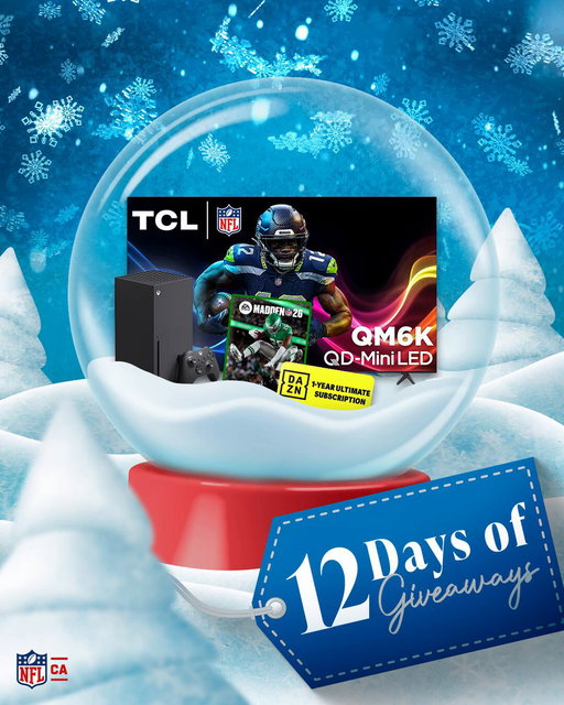 Time to upgrade your gaming setup! 📺 🎮 

For Day 4, we’re giving away a 55” TCL QM6K TV, Xbox Series X console + Madden NFL 26, and a 1-year DAZN Ultimate subscription!

To enter:  

1. Must follow @NFLCanada, @TCL_CA @XboxCanada and @DAZN_CA 
2. Like this post
3. Tag your gaming partner
4. Comment your which team you play with in Madden

Full T’s and C’s are linked in our bio!