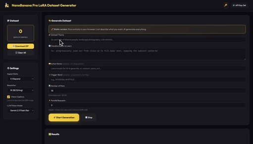 🍌 Just released NanoBanana Pro LoRA Dataset Generator with @fal 

Finally an easy way to create training datasets for:
• Flux 2
• Z-Image  
• Qwen Image Edit
• Any image-to-image model

✨ Uses  Nano Banana Pro API on @fal 
🌐 100% browser-based - no server needed
⚡ Parallel generation for speed

🔗 Try it live: https://t.co/6ZqotEYhQz
💻 Code: https://t.co/Ko9Zn19eUD