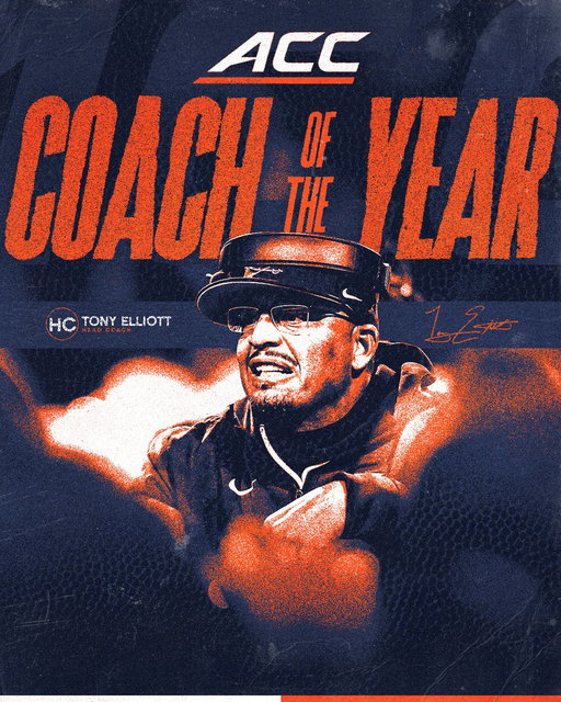 𝟐𝟎𝟐𝟓 𝐀𝐂𝐂 𝐂𝐎𝐀𝐂𝐇 𝐎𝐅 𝐓𝐇𝐄 𝐘𝐄𝐀𝐑

Head Coach Tony Elliott

#GoHoos 🔶⚔️🔷 