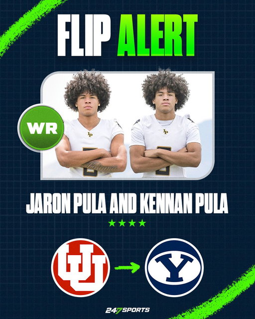 BREAKING: Four-star twin brothers Jaron Pula and Kennan Pula have flipped their commitments from Utah to BYU, adding two more significant names to the Cougars’ best-ever recruiting class  https://t.co/V2BtzS7aYc 