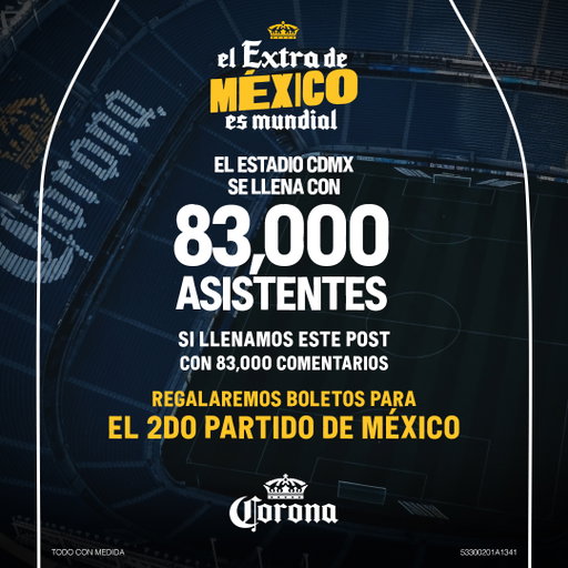 ¿Quieres ver a la Selección Nacional? 😎

Tus comentarios pueden llevarte al estadio, sólo debes dar el extra y comentar este post diciendo, ¿cómo darás el extra en este estadio de la Copa Mundial FIFA? ⚽️🏟️

Entre más comentarios hagas, mayor es la probabilidad de ganar. 