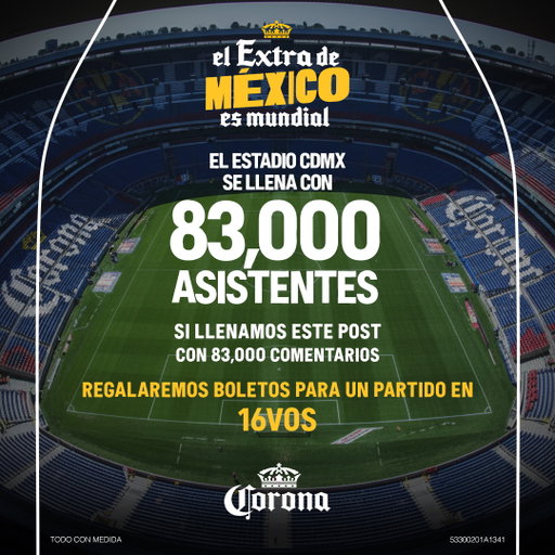 Al llenar el estadio CDMX, puedes ganarte 1 boleto doble para el partido en México de 16vos. Sólo tienes que comentar este post diciendo, ¿cómo darás el extra en este estadio de la Copa Mundial FIFA? 👌🏼

TYC: https://t.co/kyXtIyj0Eq
Aviso de Privacidad: https://t.co/5sBB6R5My6 