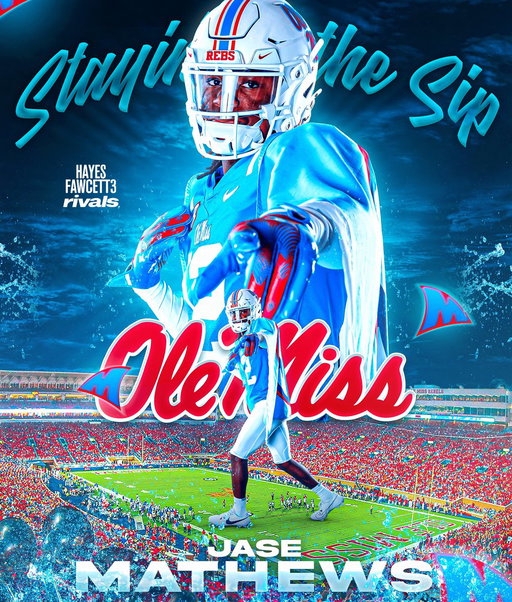 BREAKING: Five-Star WR Jase Mathews has Flipped his Commitment from Auburn to Ole Miss, he tells me for @rivals  The 6’2 195 WR had been Committed to the Tigers since August  He’s ranked as the No. 20 Recruit in the 2026 Rivals300  https://t.co/qPSkYwWcYs 