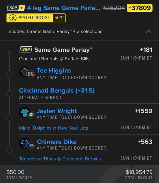Fanduel NFL 50% Boost 🏈⚡️

Jaylen Wright doesn’t score TDs

Tap in 👇
https://t.co/odei3lW3mN 