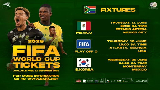FIFA unveiled the 2026 World Cup match schedule at an event held in Washington DC, USA, on Saturday. Legends Ronaldo, Totti, Stoichkov and Lalas among others, were on hand to help reveal the schedule. Bafana Bafana's group schedule is below:
#BafanaPride

@10bet_ZA @SABC_Sport 