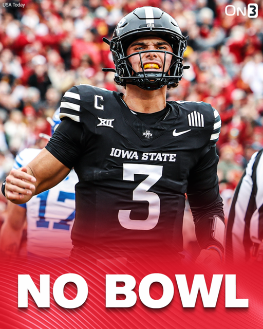 Iowa State turns down bowl bid, sources told @on3. Cyclones are 2nd Big 12 team that was bowl eligible that opted not to play &amp; could be subject to a league fine, source said
https://t.co/oRbPrNx5PJ 