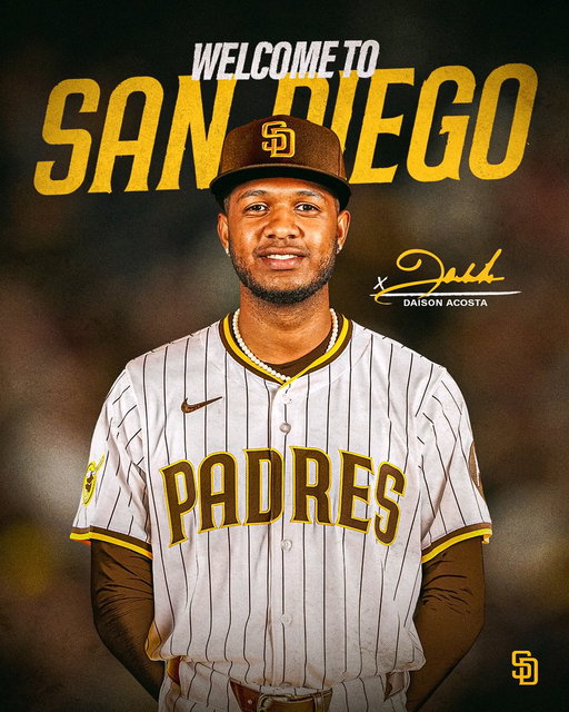 Welcome to San Diego, Daison!

We have signed right-handed pitcher Daison Acosta to a one-year contract through the 2026 season. 