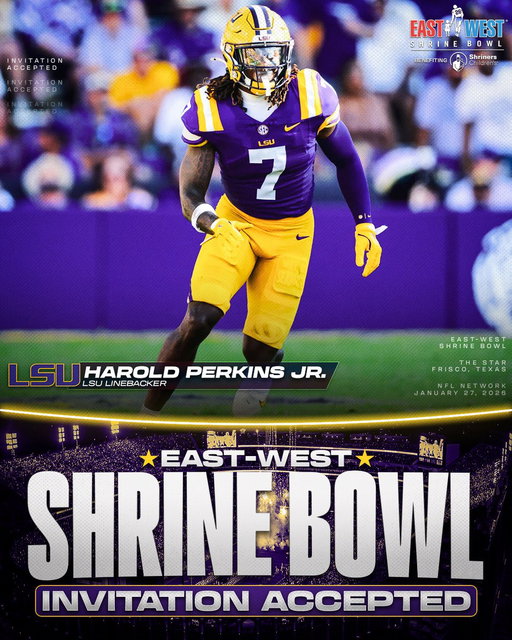 Invitation Accepted

@LSUfootball LB Harold Perkins Jr. (@HP113k) is headed to the East-West Shrine Bowl! 🐯

#GeauxTigers | #ShrineBowlWHOSNEXT 😎 