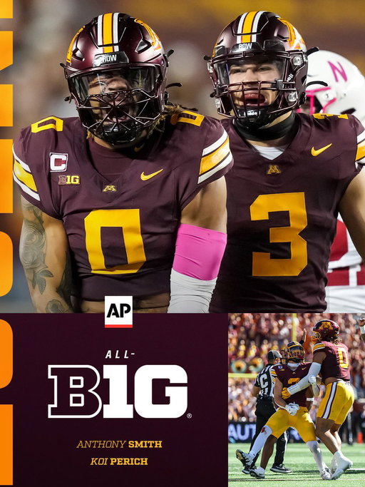 Both @AgentAnt0 &amp; @koiperich3 have been voted members of the 2025 Associated Press All-Big Ten football teams 😤

#RTB #SkiUMah #Gophers 