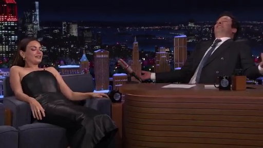 Mila Kunis wore a standing-only dress 😭 #FallonTonight 